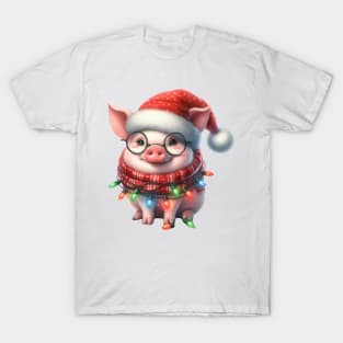 Pig Wrapped In Christmas Lights T-Shirt